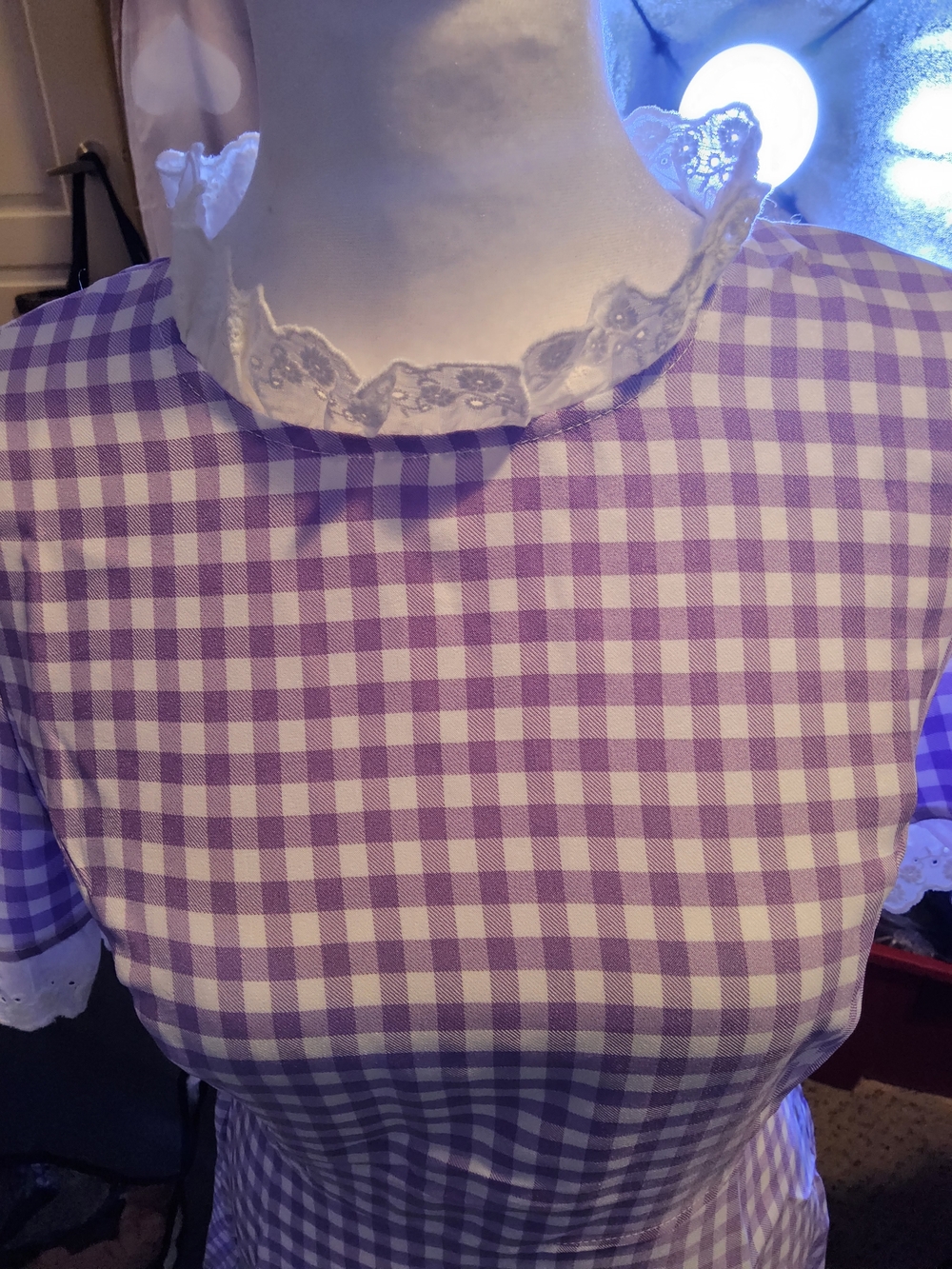 NWOT Size XS Allegra K Purple Gingham Short Sleeve Dress - Picture 12 of 12